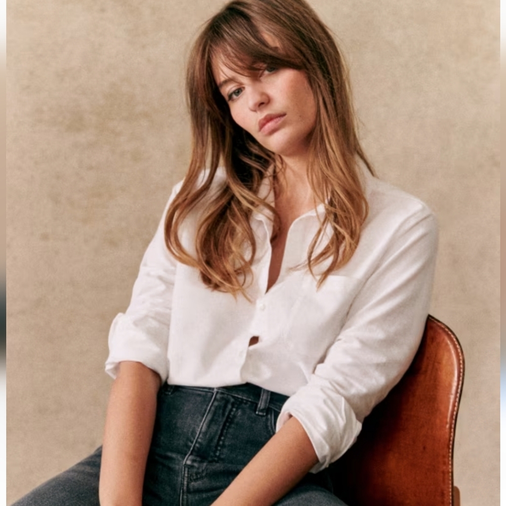Sezane Tomboy white button-down shirt size 36